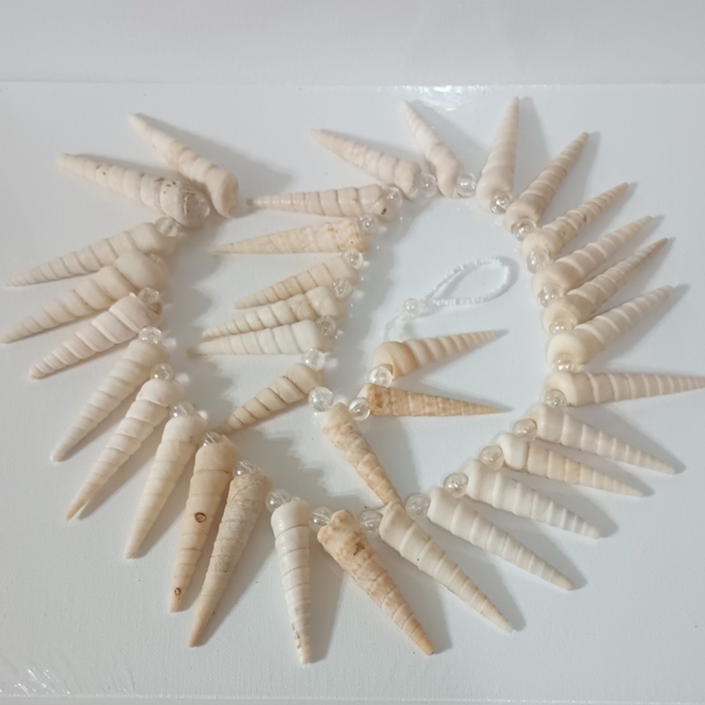 Natural Spiral Shell Decor with Clear Beads